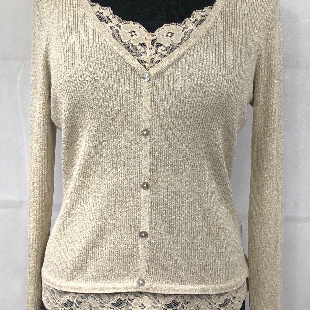 August Silk Slip Over V Neck Knit Top PXL